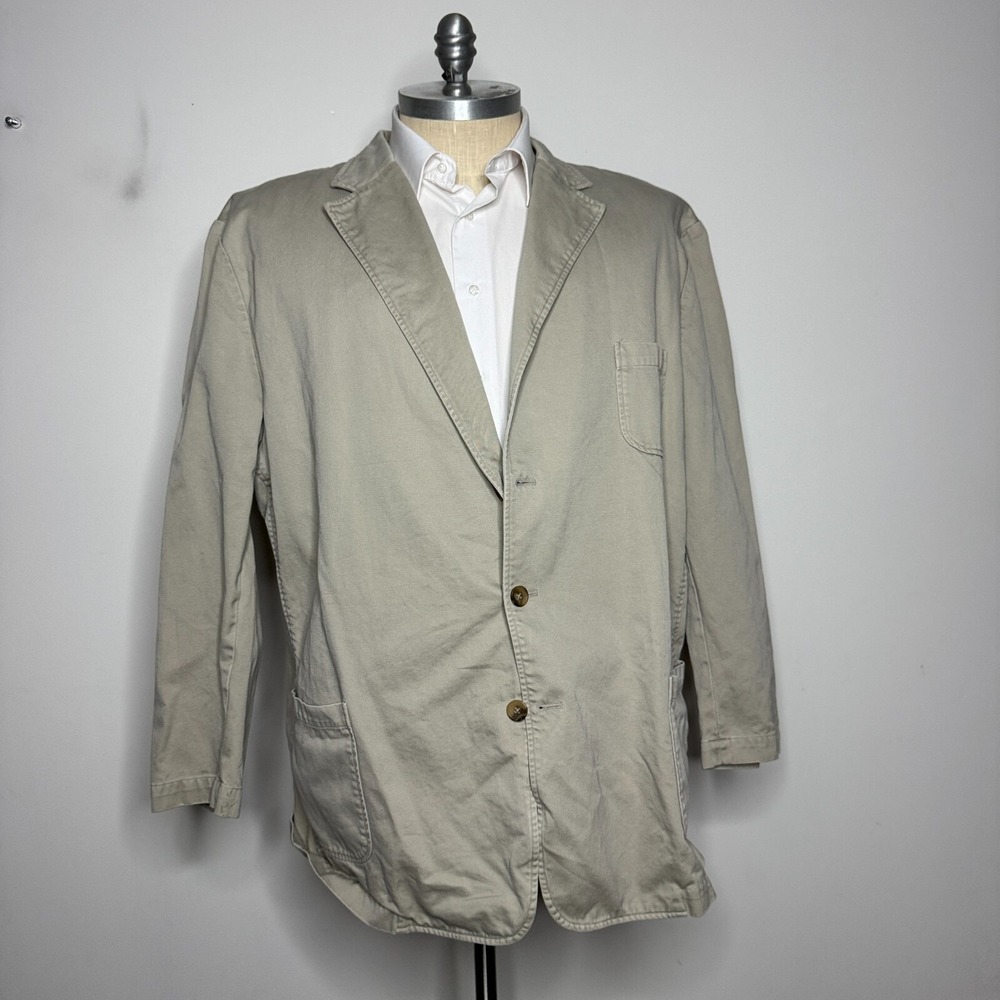 Alexander Lloyd 50R (56R Tag)‎ Blazer Beige Solid Sport Coat Jacket Cotton